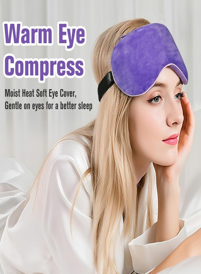 BeHoomi Heated Eye Mask Warm Compress for Eyes, Soothing Weighted Eye Mask for Sleeping, Microwave Moist Heating Pad Hot Compress for Eyes Relaxation, Reusable Sleep Mask for Home, Office (Purple) - Image 2